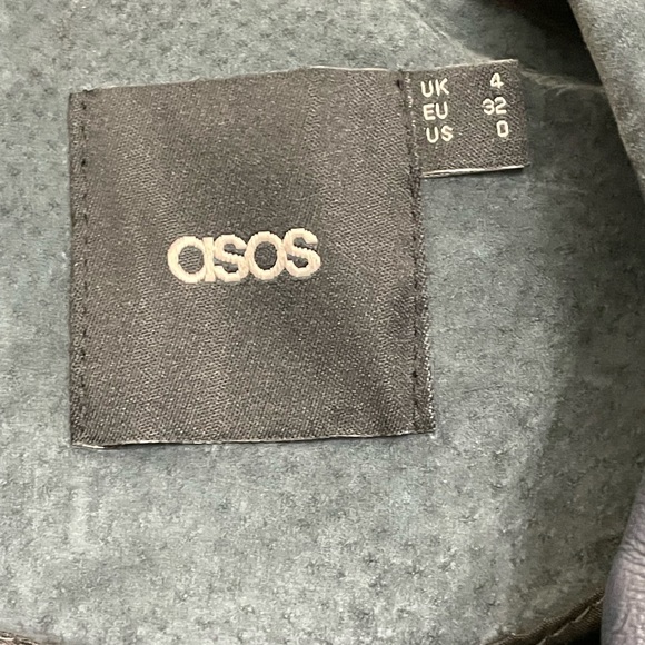 ASOS Suede & Leather Navy Biker Jacket Size 0 - Like New! - Picture 4 of 5